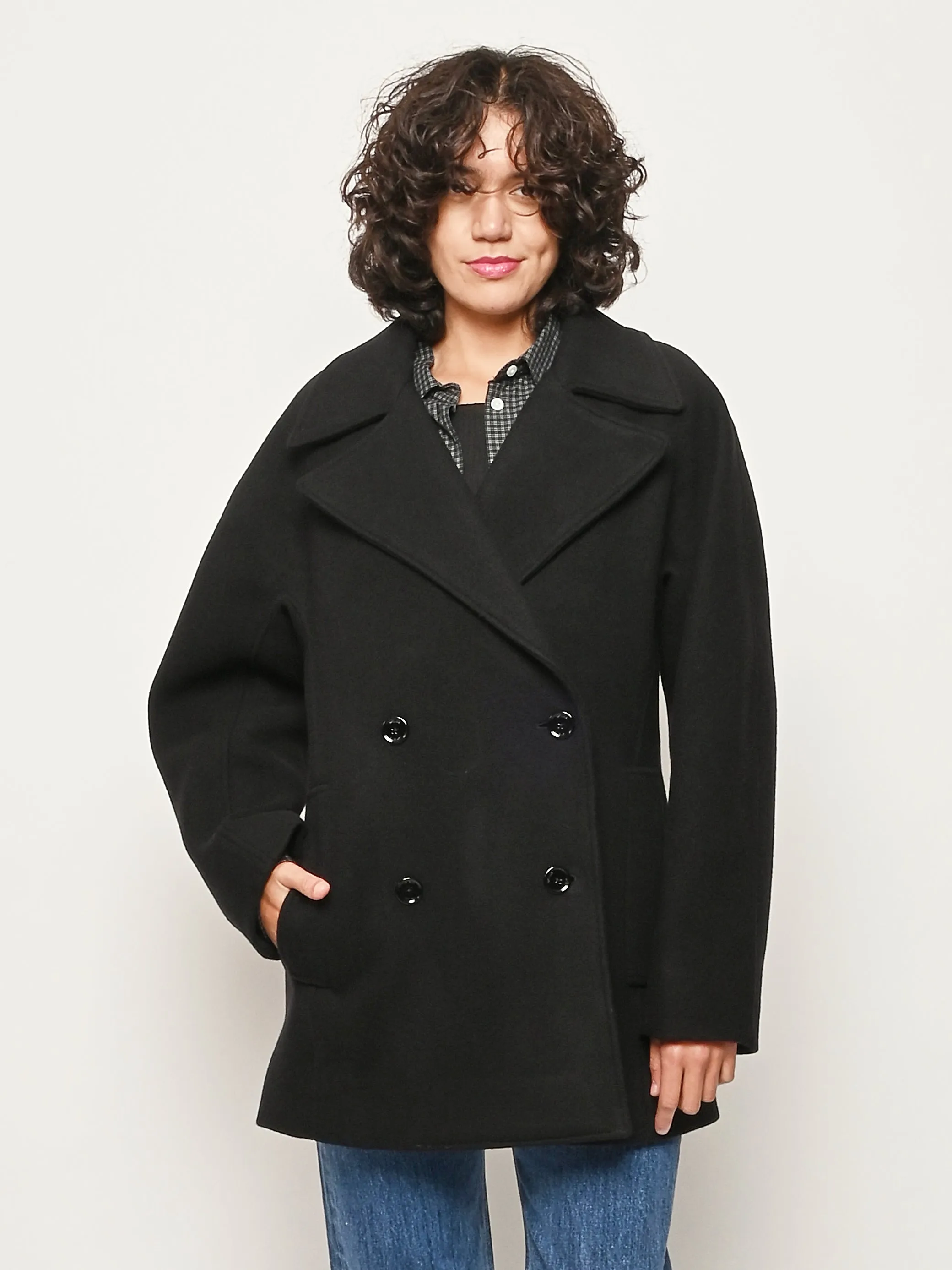 Black Rounded Peacoat sold by Frances May Houseline product image thumbnail 2