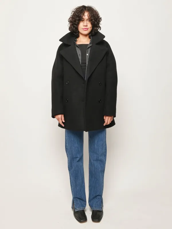 Black Rounded Peacoat made by Toteme