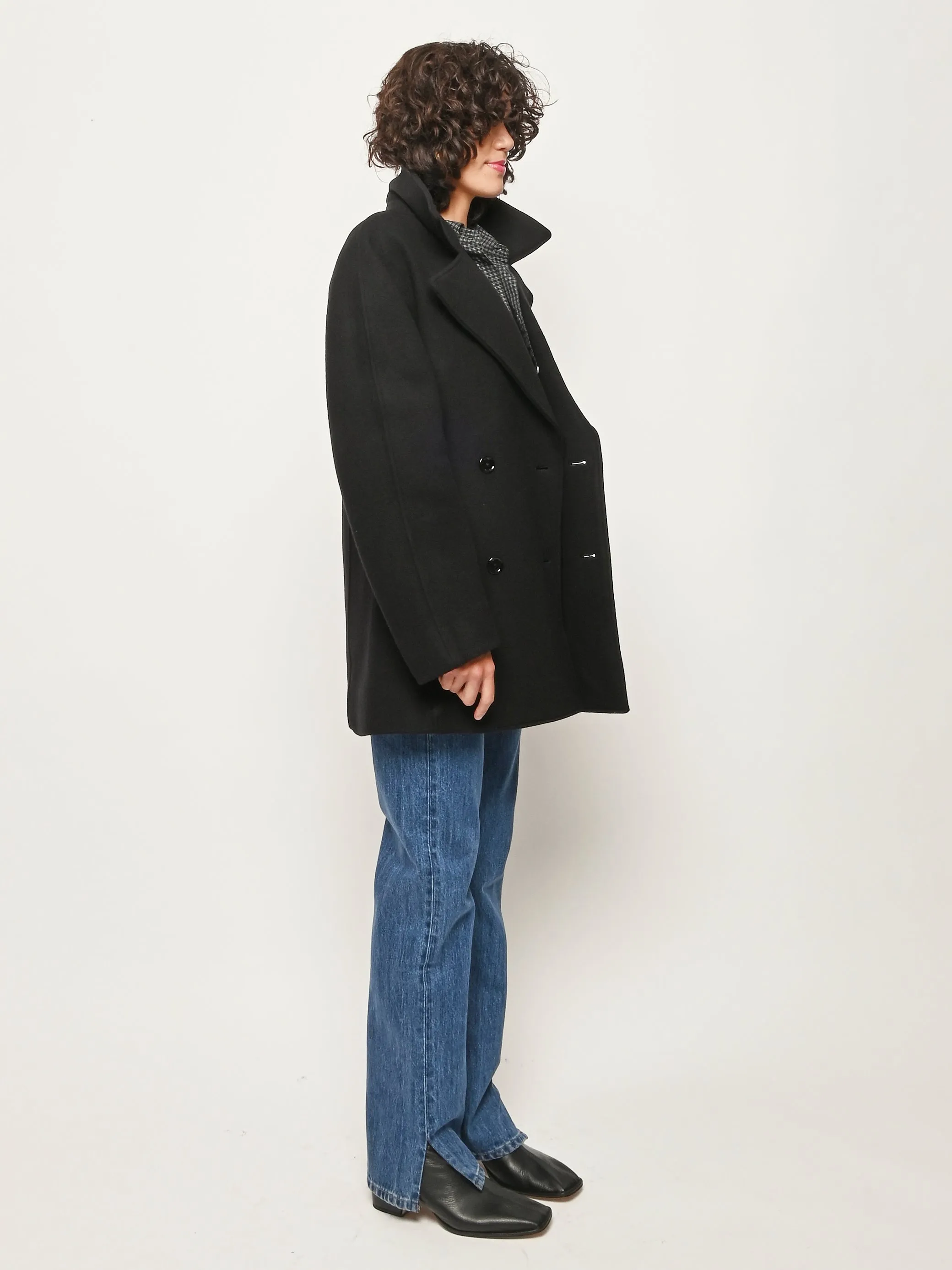 Black Rounded Peacoat sold by Frances May Houseline product image thumbnail 5