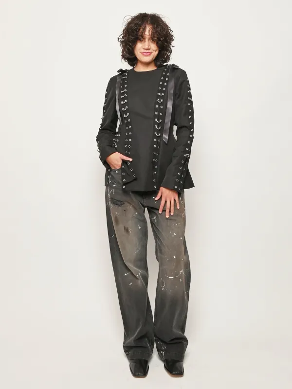 Black Grommet Ring Sculpt Top made by Simone Rocha