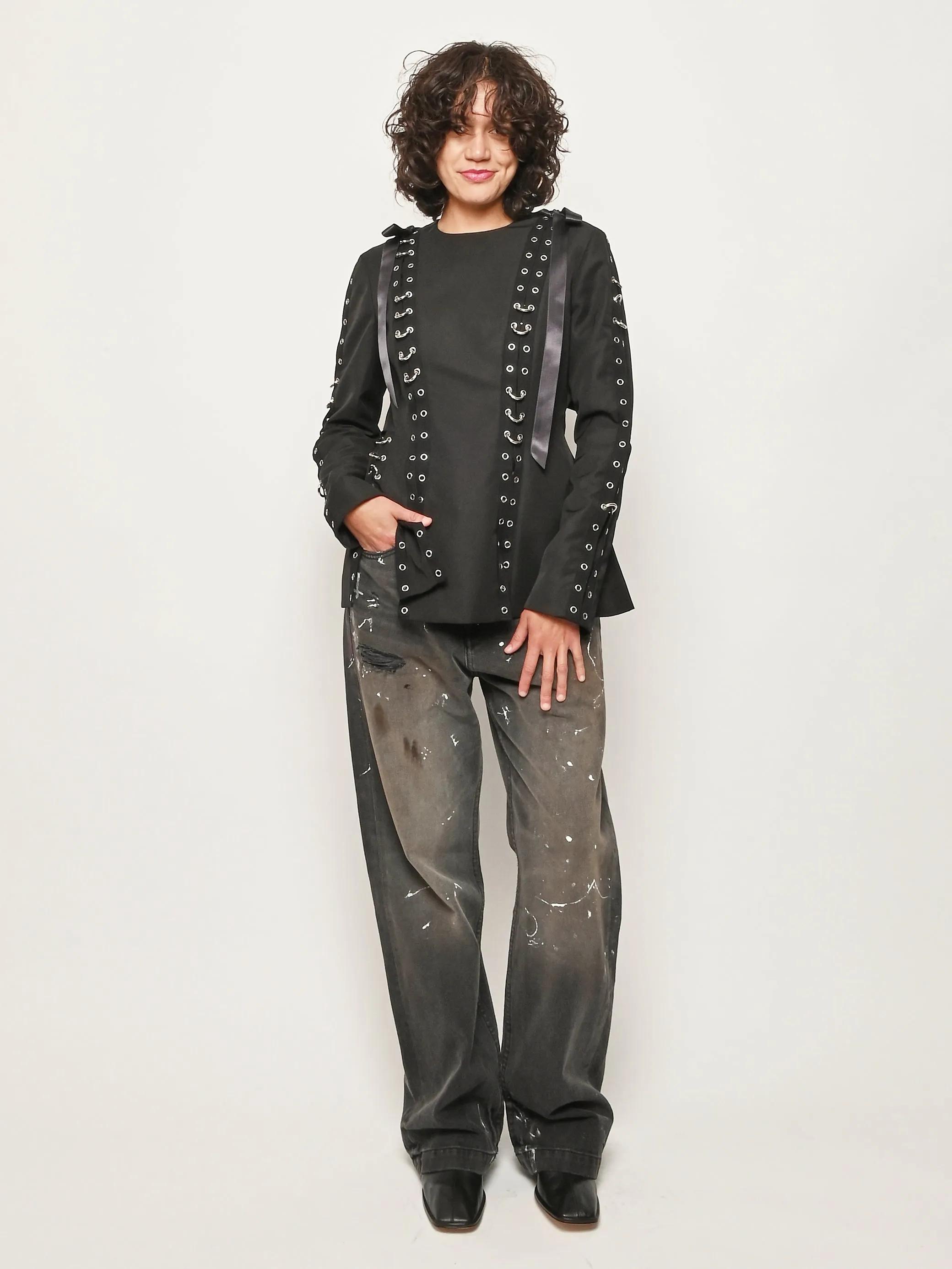 Black Grommet Ring Sculpt Top sold by Frances May Houseline