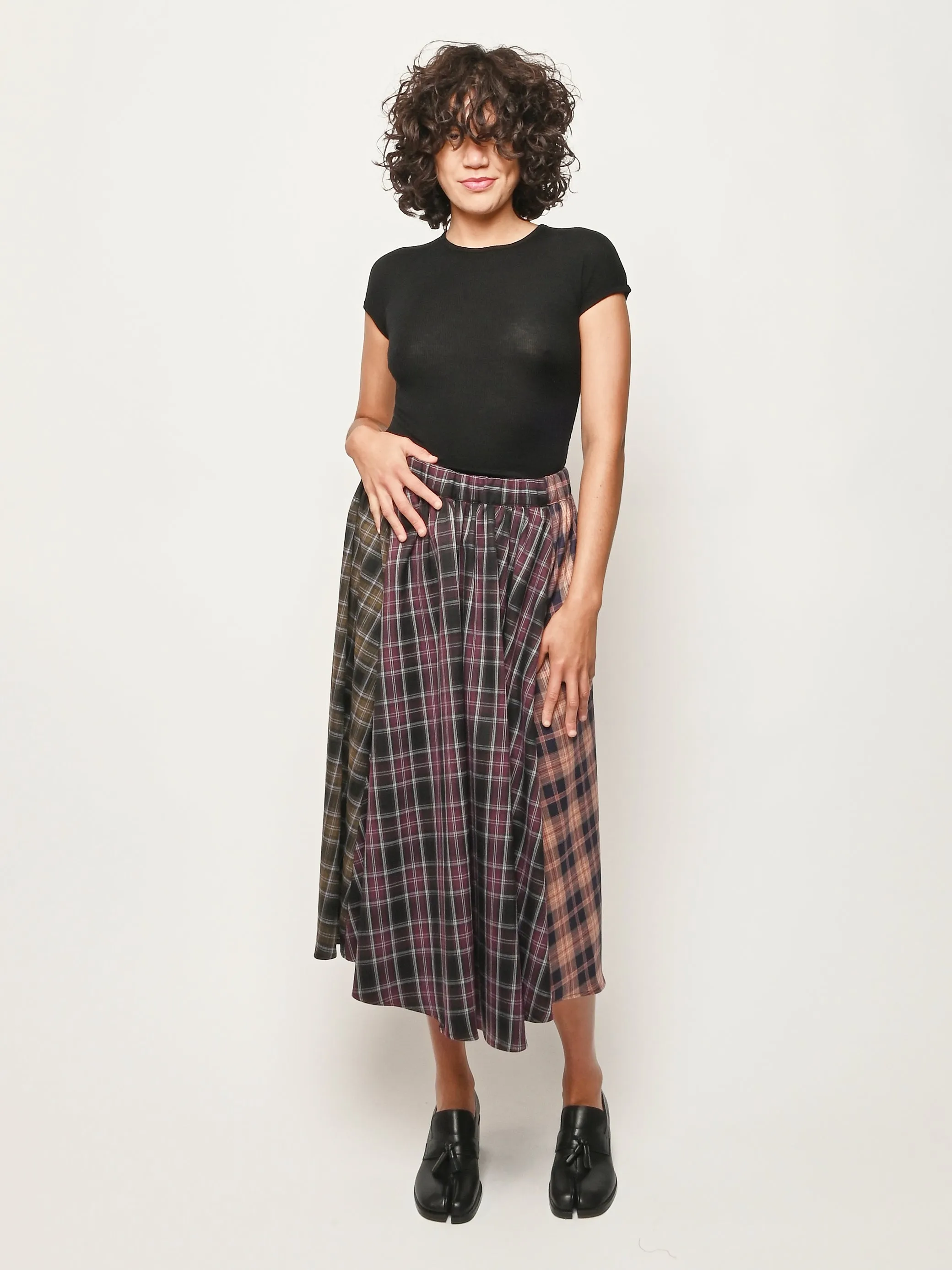 Plaid Combo Lee Skirt sold by Frances May Houseline