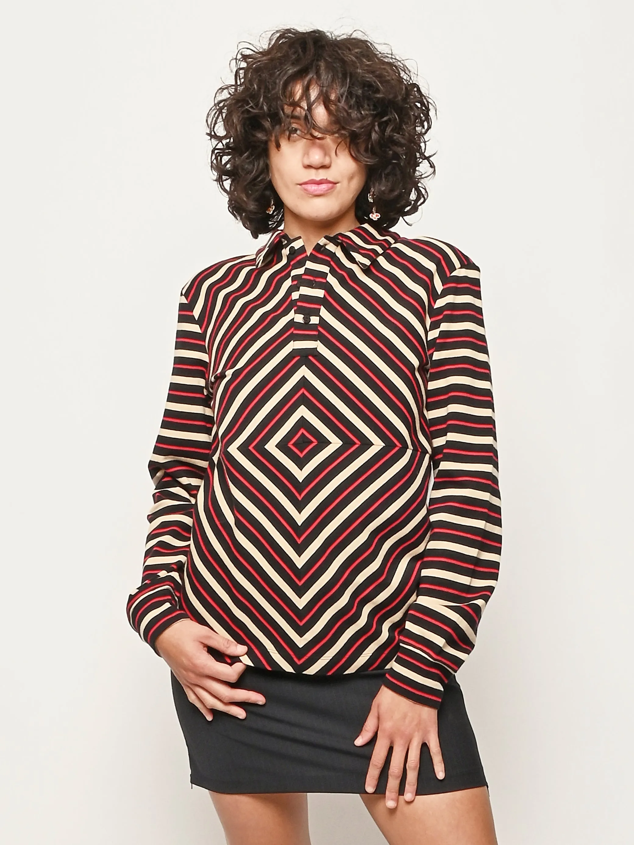 Red/Black Stripe Bull's-Eye Polo sold by Frances May Houseline product image thumbnail 2