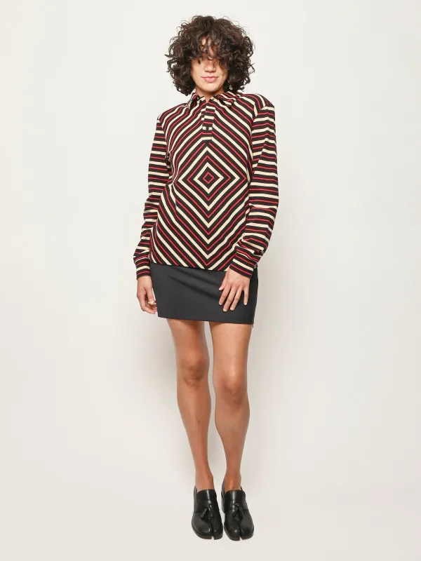 Red/Black Stripe Bull's-Eye Polo made by Eckhaus Latta
