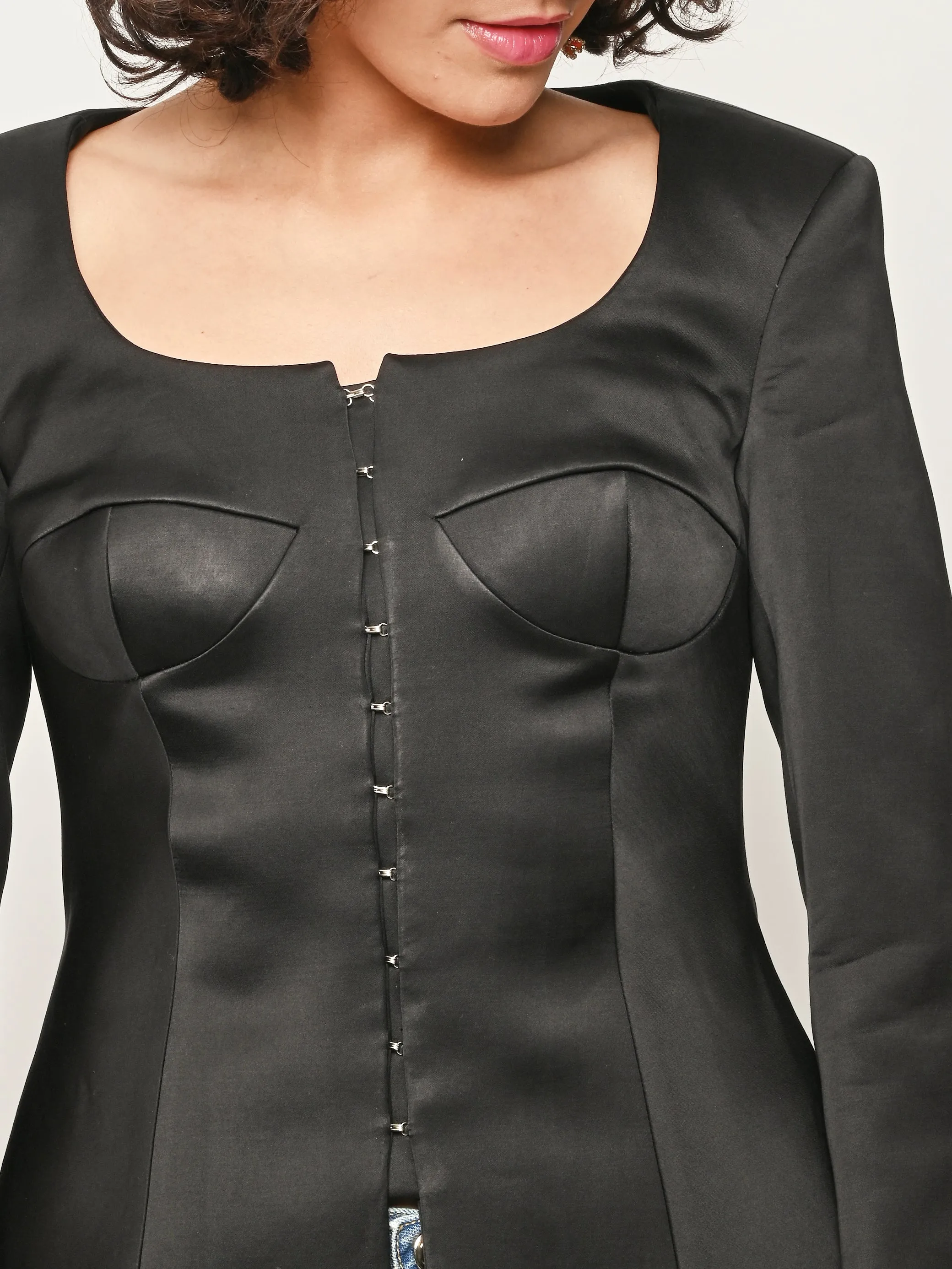 Black Bustier Corset Blazer sold by Frances May Houseline product image thumbnail 3