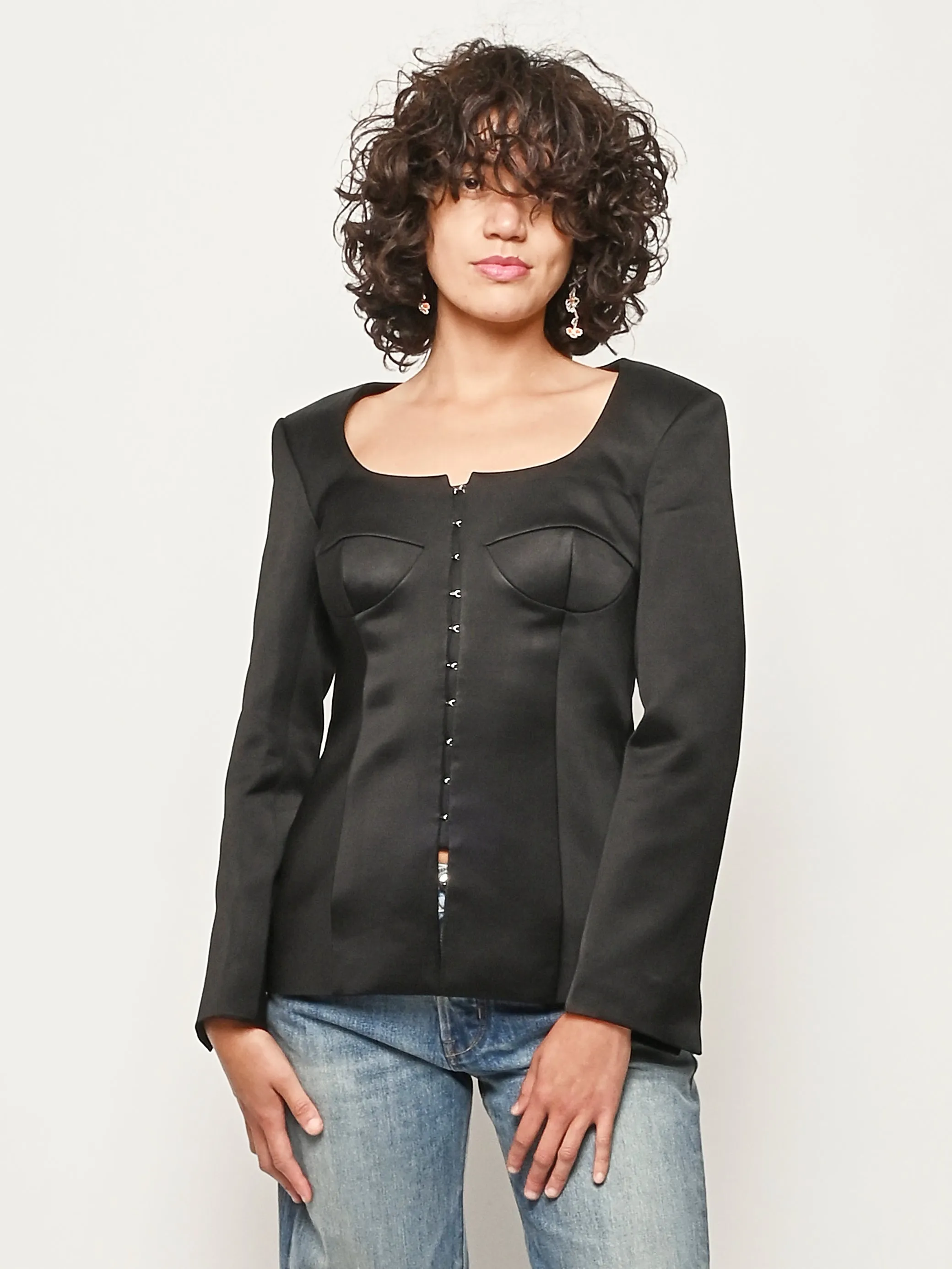 Black Bustier Corset Blazer sold by Frances May Houseline product image thumbnail 2