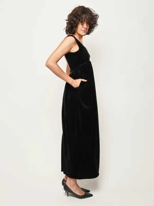 Black Velvet Sculptural Volume Velvet Dress made by Rohe