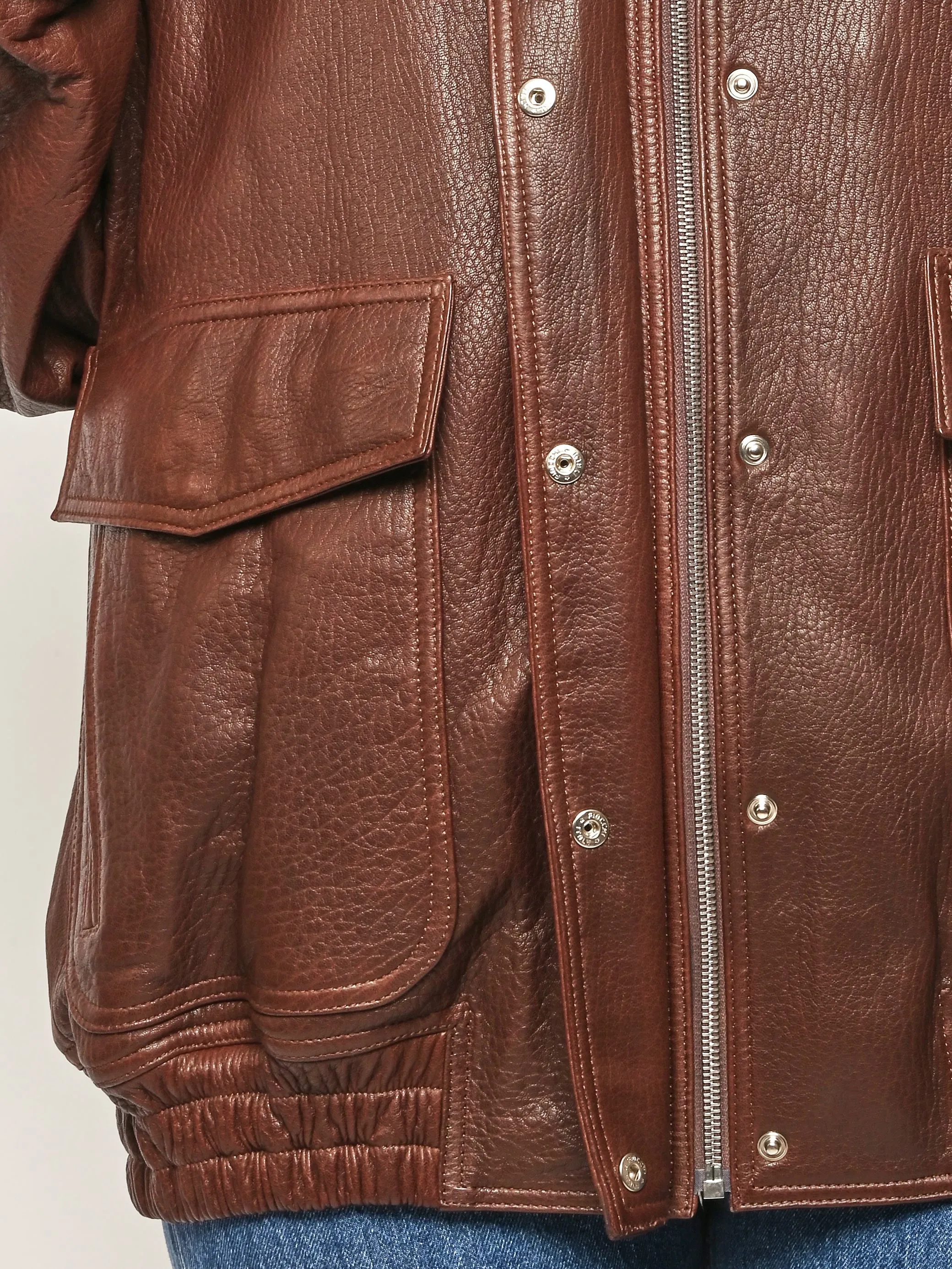 Chestnut Grain Leather Aviator Jacket sold by Frances May Houseline product image thumbnail 4