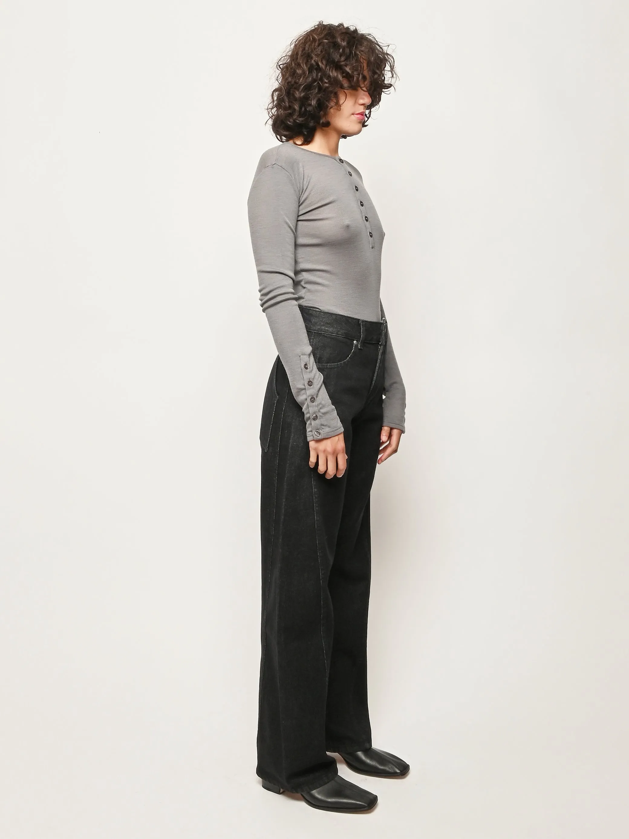 Lead Grey Rib L/S Henley sold by Frances May Houseline product image thumbnail 5