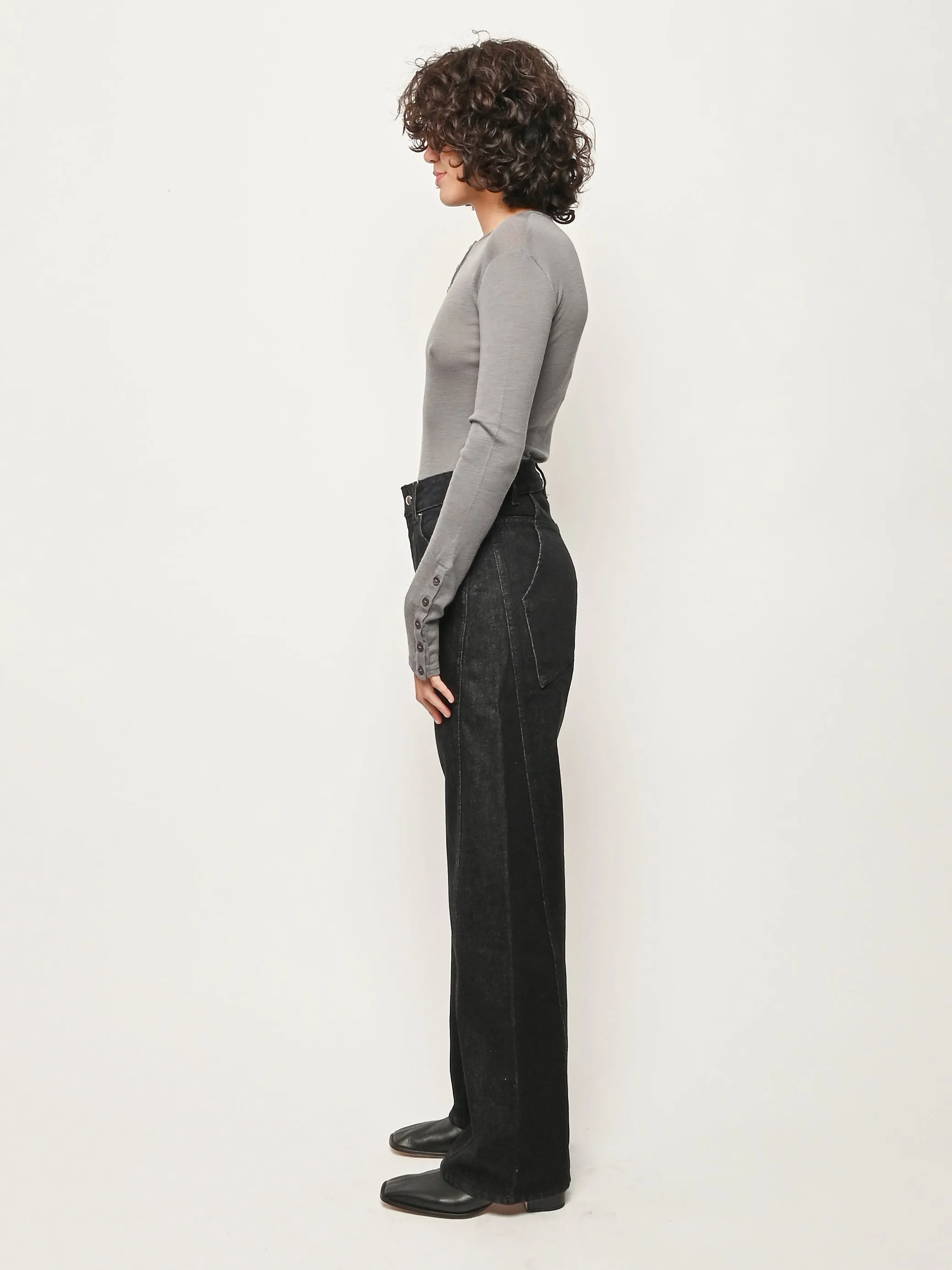 Lead Grey Rib L/S Henley sold by Frances May Houseline product image thumbnail 4