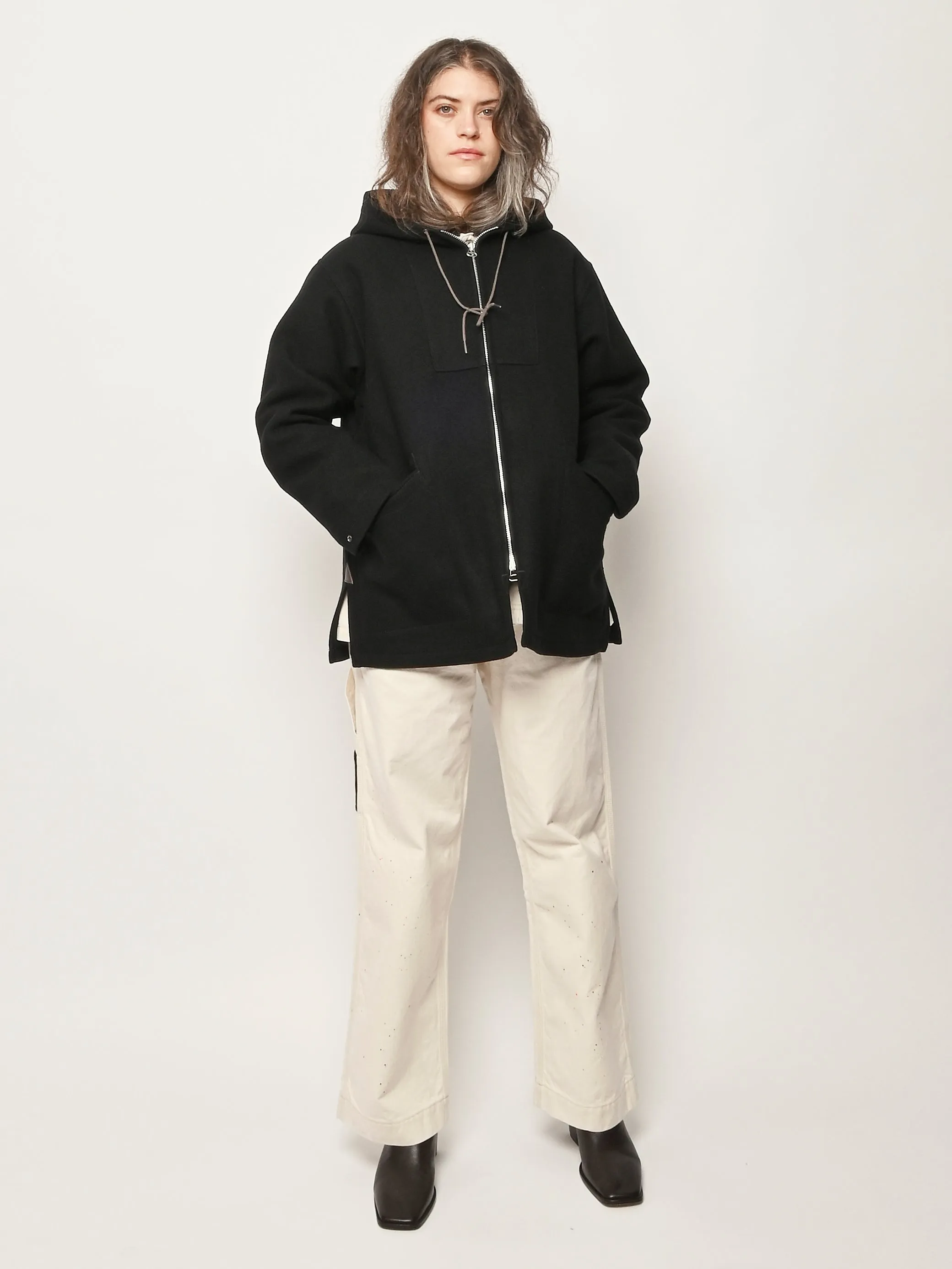 Black Wool Cadet Parka sold by Frances May Houseline