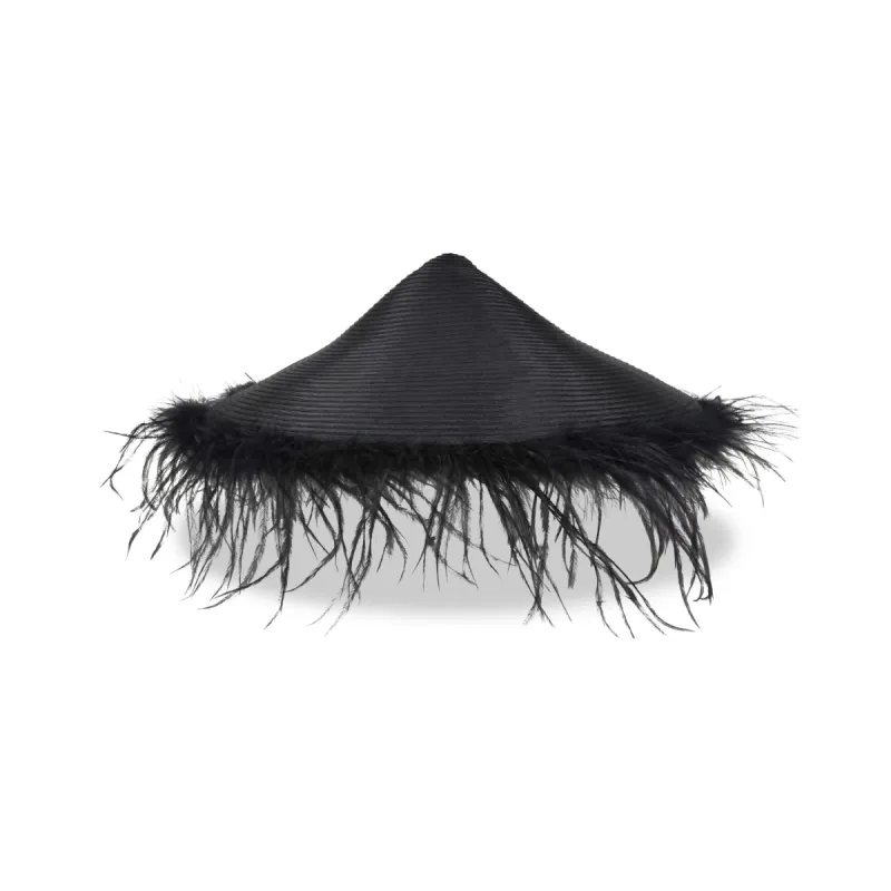 Luna Ostrich Hat | Black sold by Gigi Burris
