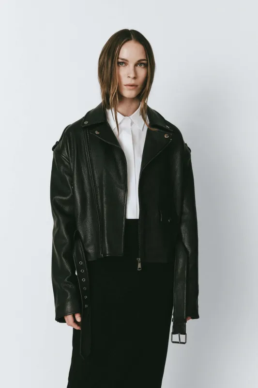 Grévin Calf Leather Moto Jacket sold by Rue Sophie