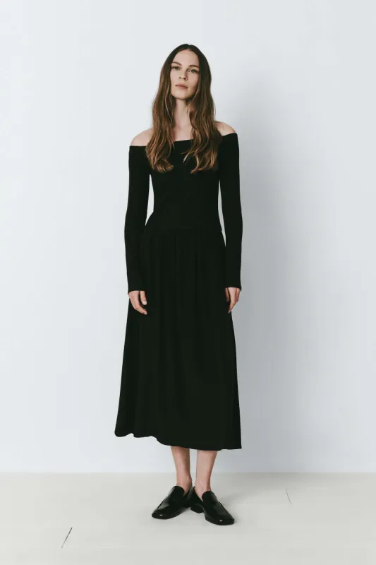 Rosette Off Shoulder Dress sold by Rue Sophie