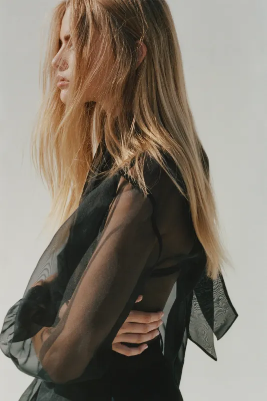 Monnaie Tie Neck Organza Top sold by Rue Sophie