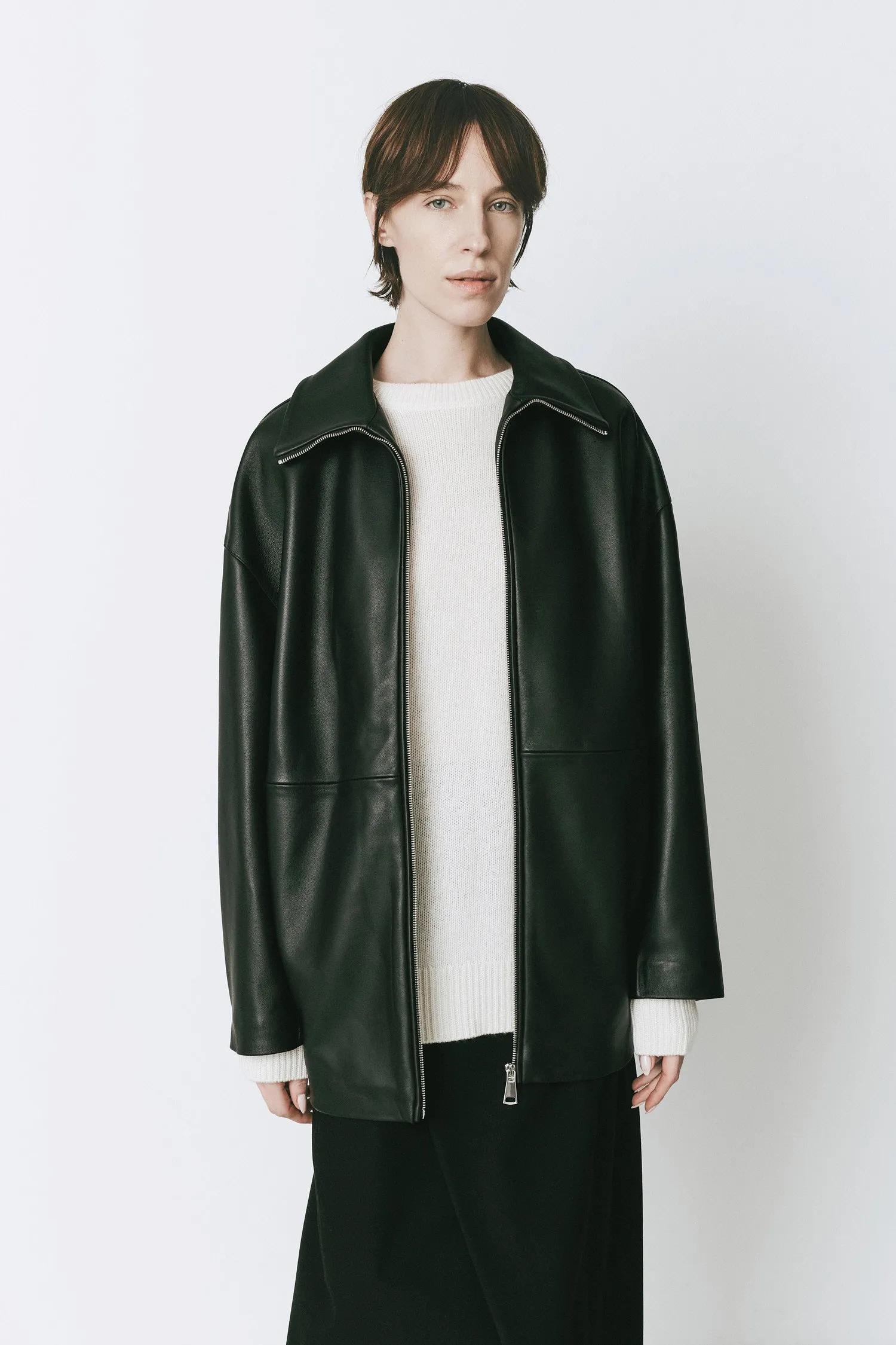 Jacques Zip Front Leather Jacket sold by Rue Sophie product image thumbnail 4