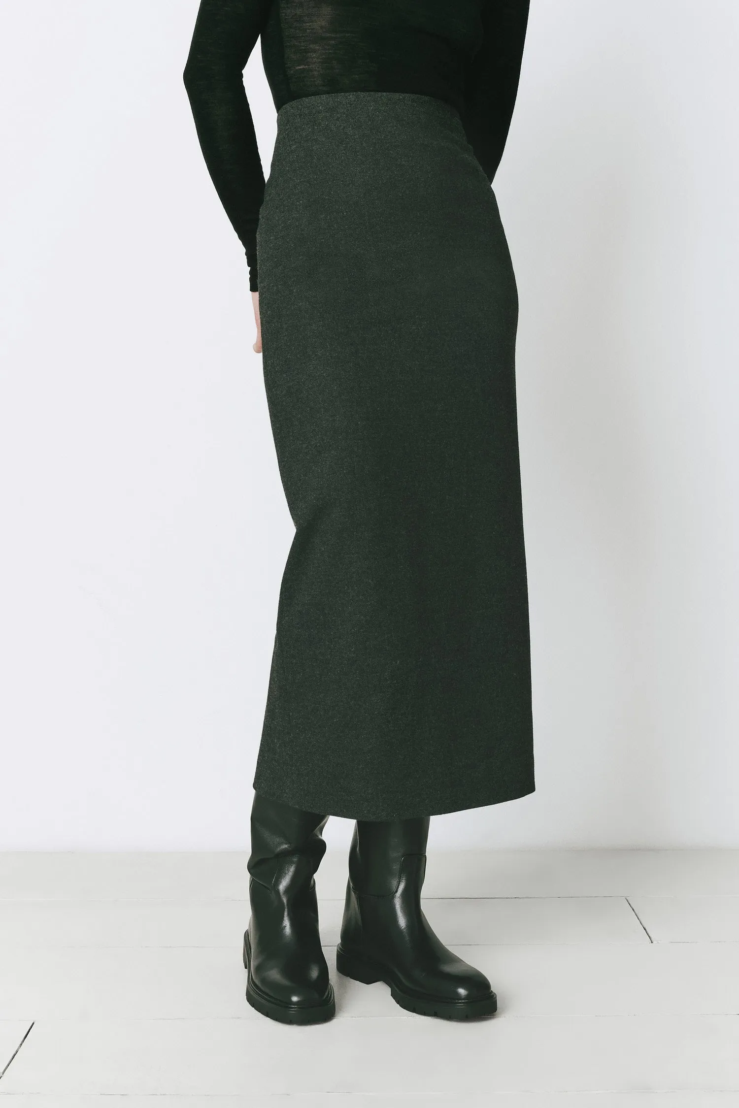 Léna Zip Slit Midi Skirt sold by Rue Sophie