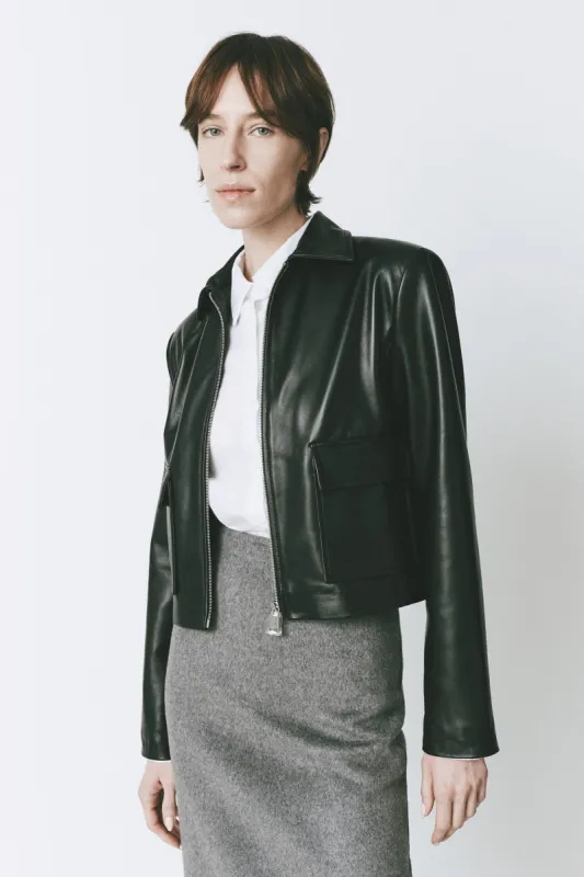 Péri Cropped Leather Jacket sold by Rue Sophie