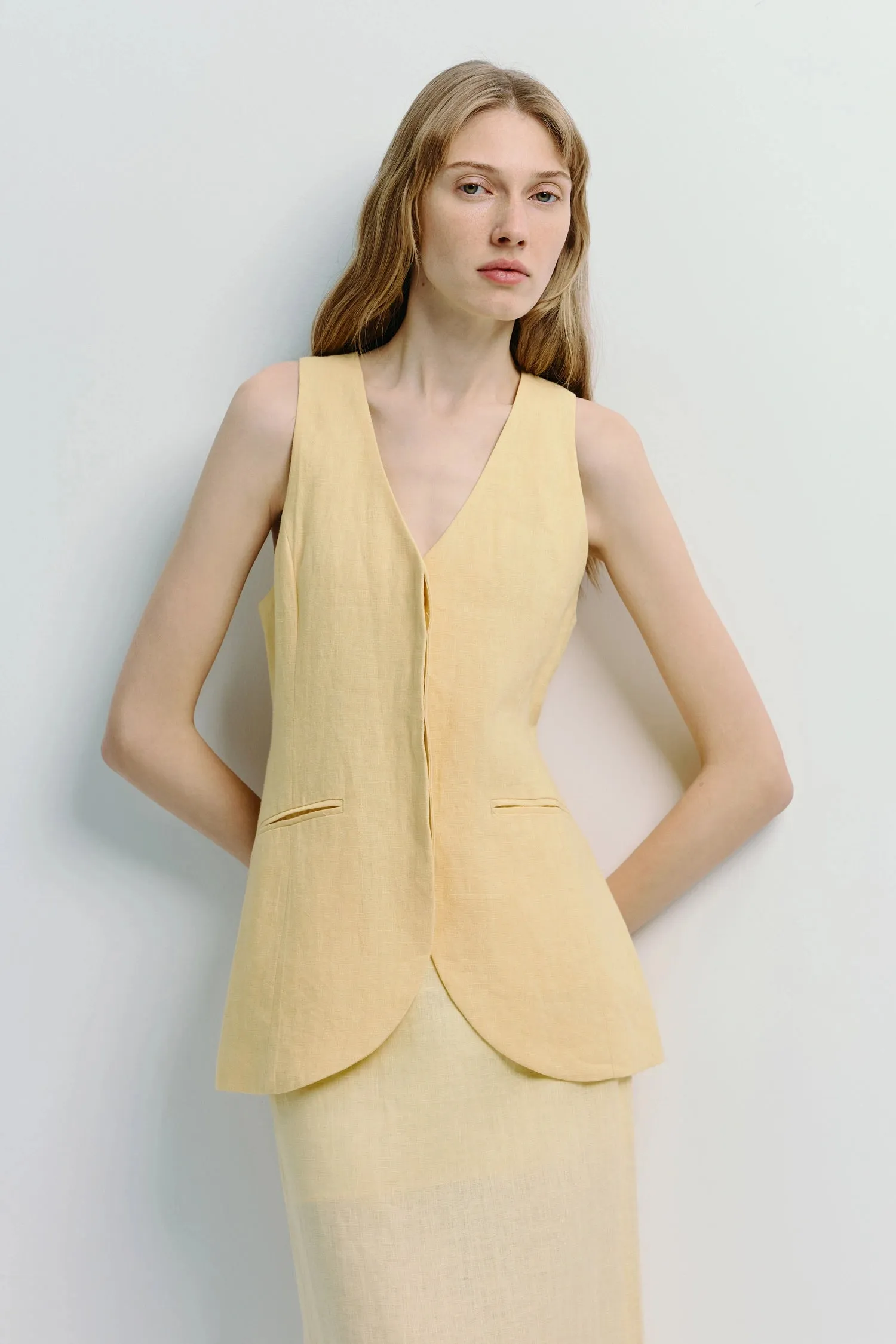 Adan Linen Vest sold by Rue Sophie