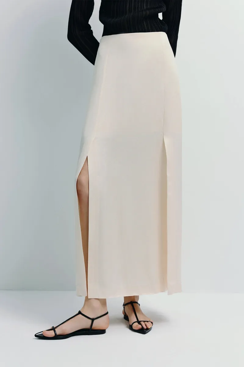 Marcy Slit Front Midi Skirt sold by Rue Sophie