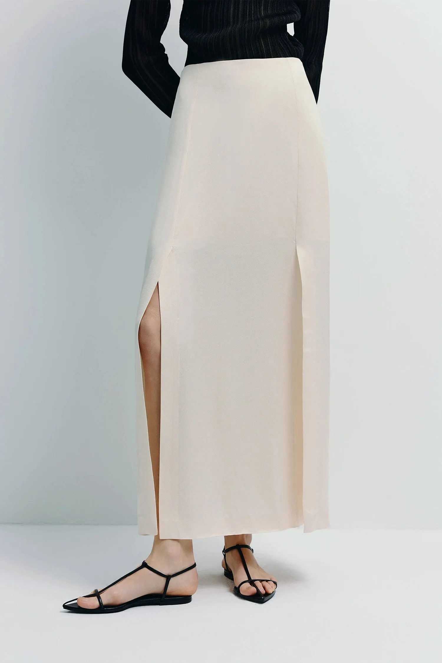 Marcy Slit Front Midi Skirt sold by Rue Sophie