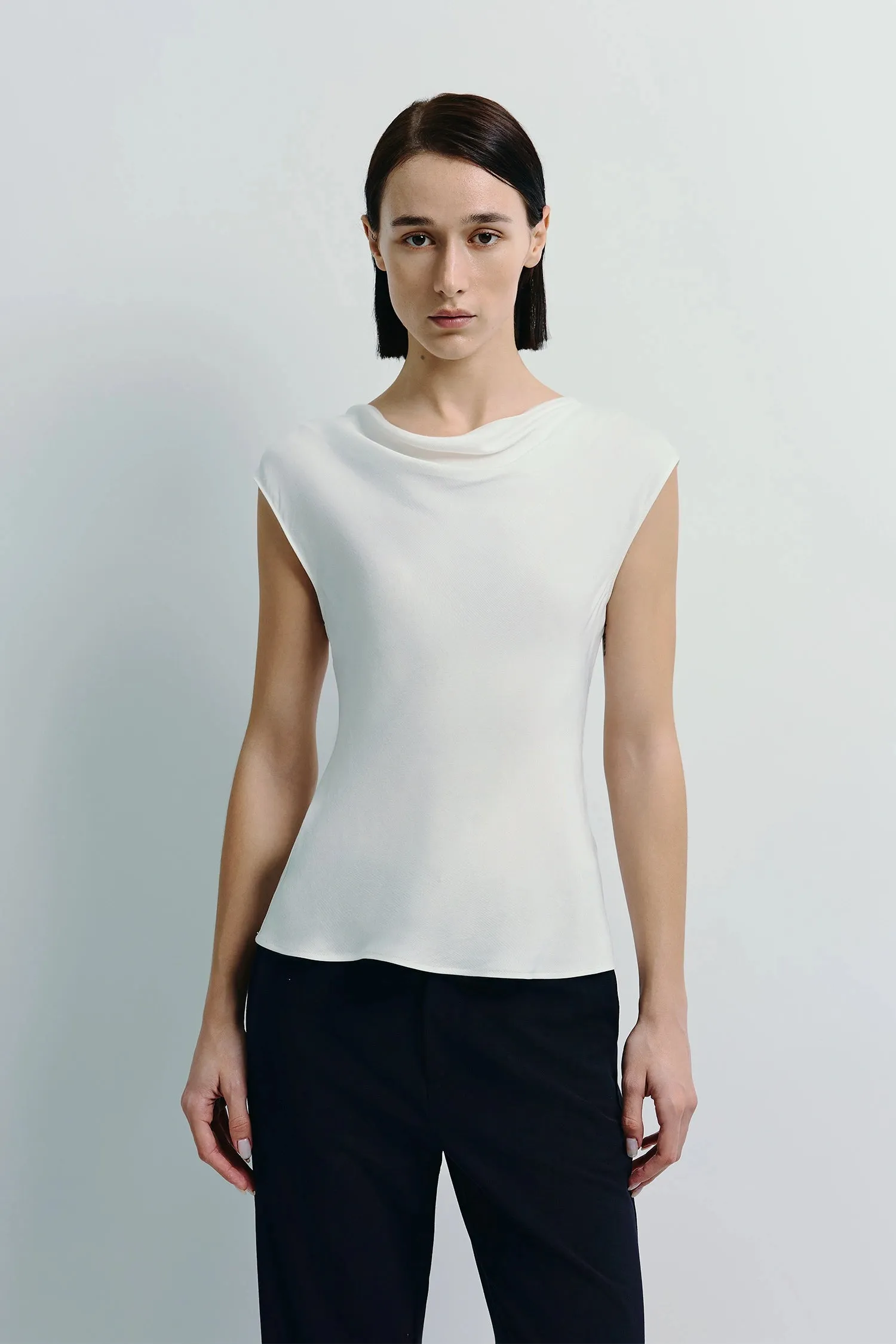 Vernetta Drape Neck Top sold by Rue Sophie
