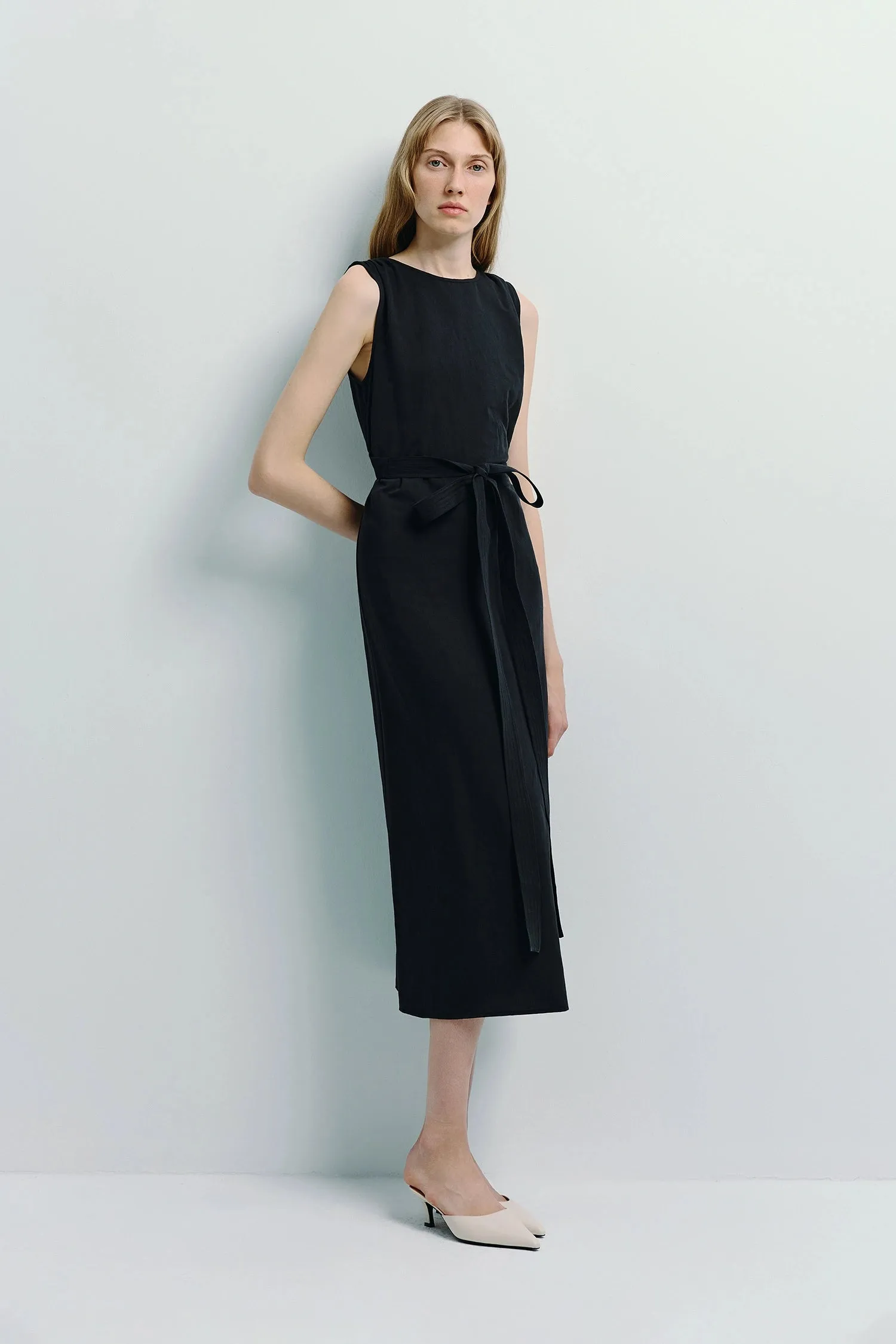 Antoine Tie Waist Midi Dress sold by Rue Sophie product image thumbnail 4