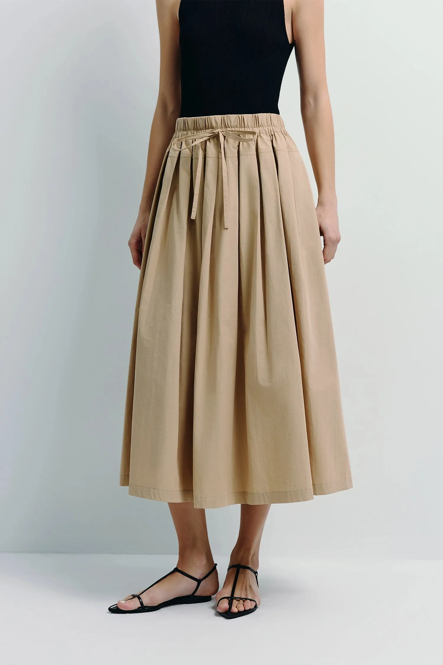 Panier Drawstring Waist Pleated Skirt sold by Rue Sophie