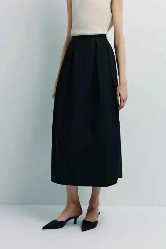Ballon Heavy Poplin Pleated Skirt sold by Rue Sophie