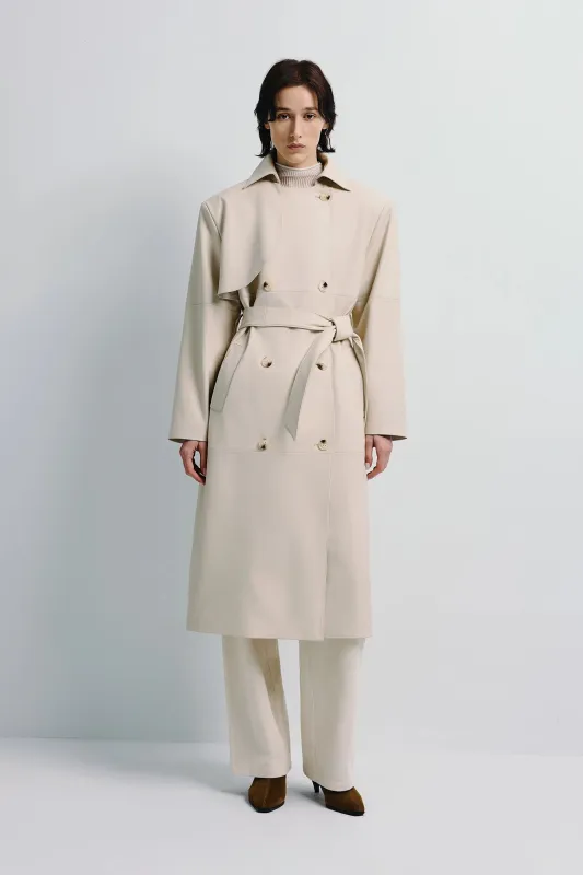 Morsson Belted Leather Trench Coat sold by Rue Sophie