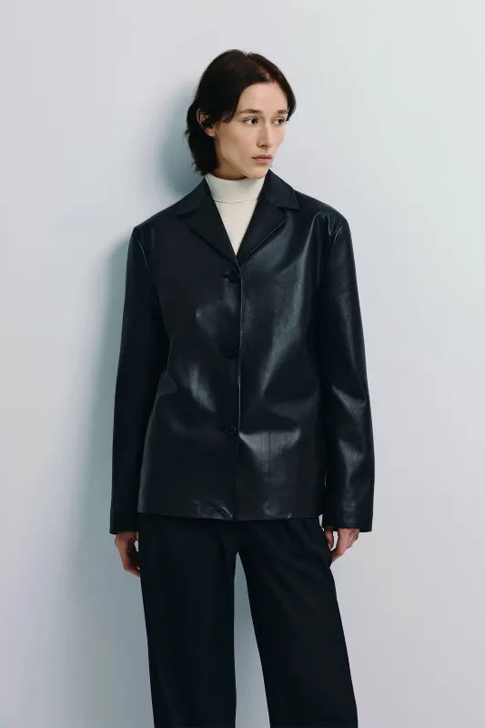 Darton Leather Single-Breasted Jacket sold by Rue Sophie