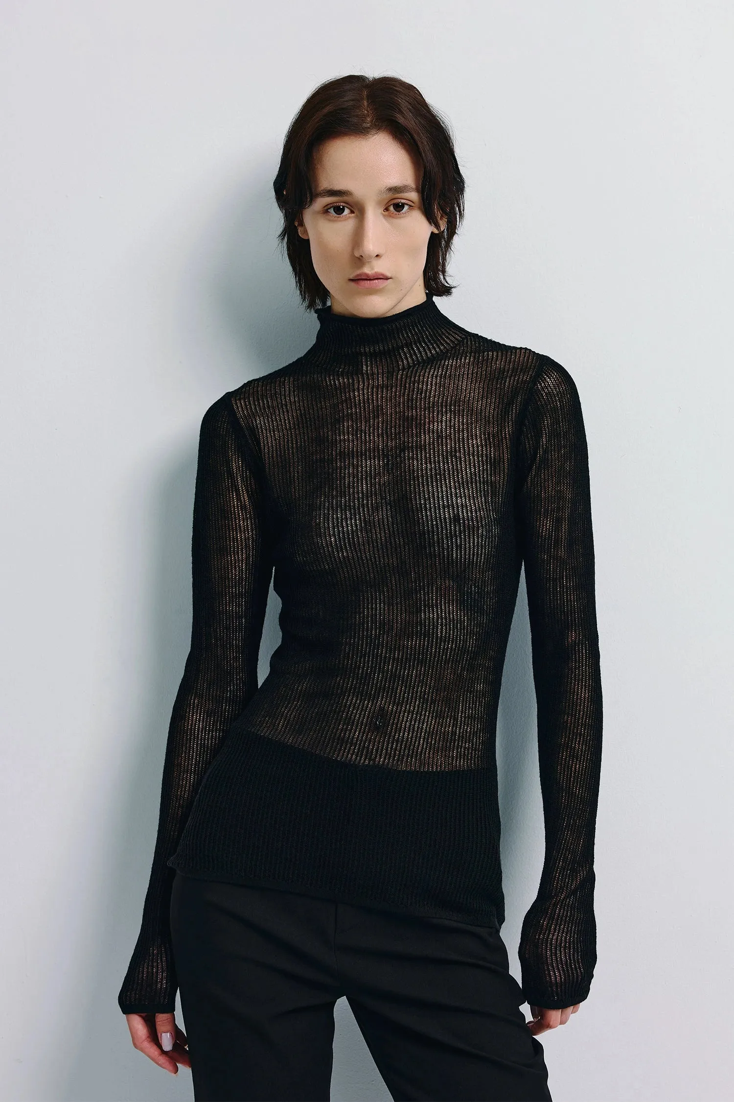 Kaya Ribbed Sheer Sweater sold by Rue Sophie
