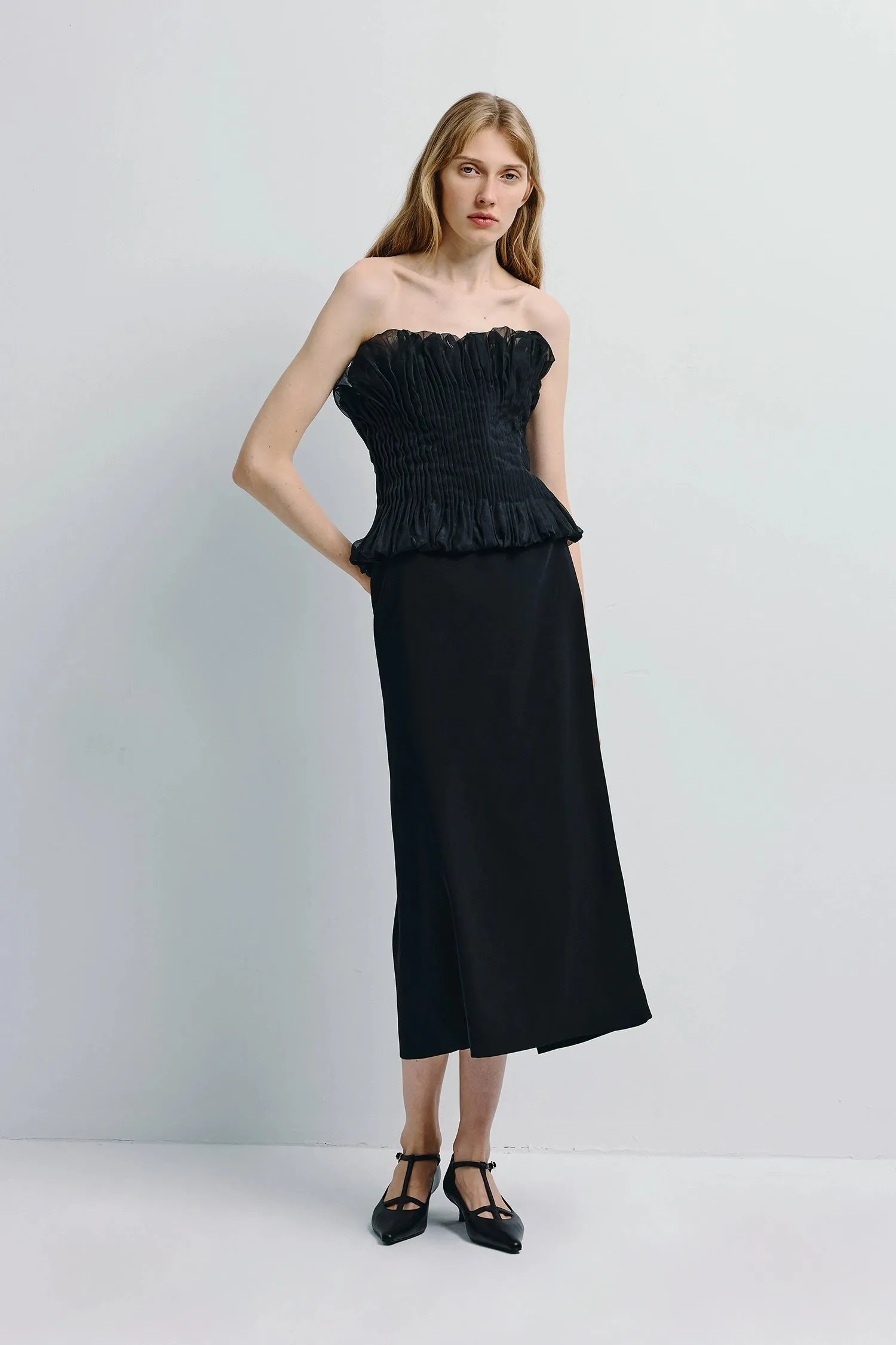 Lina Pintuck Organza Midi Dress sold by Rue Sophie product image thumbnail 2