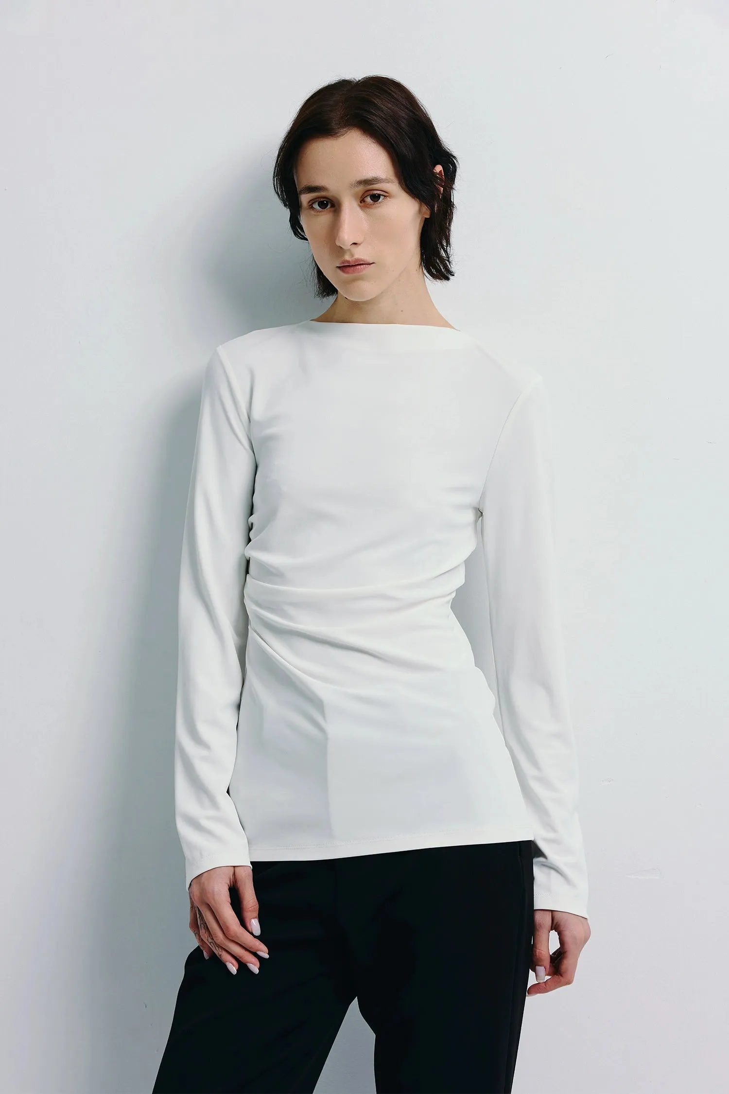 Aralia Boatneck Drape Top sold by Rue Sophie
