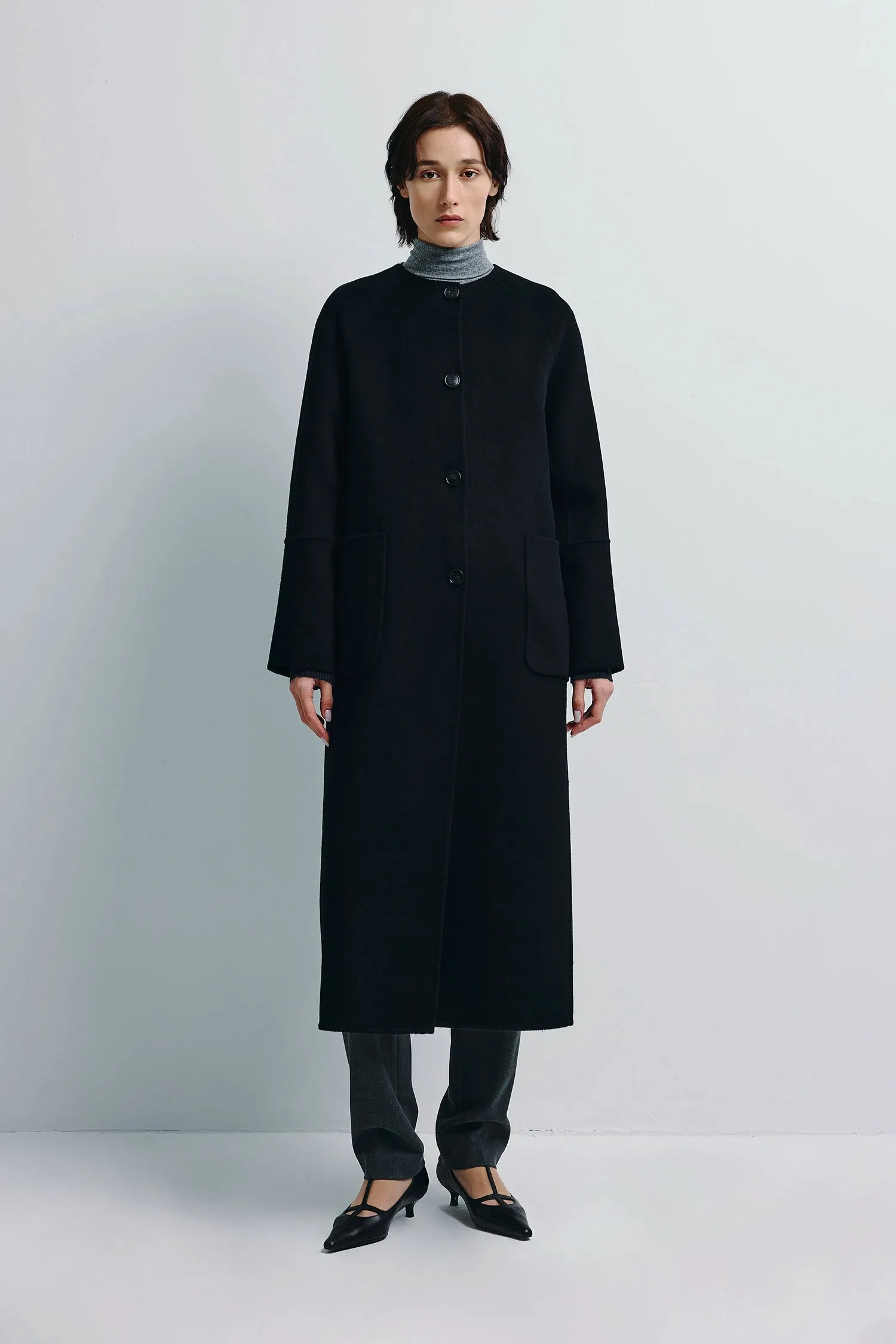 Iana Collarless Handmade Coat sold by Rue Sophie