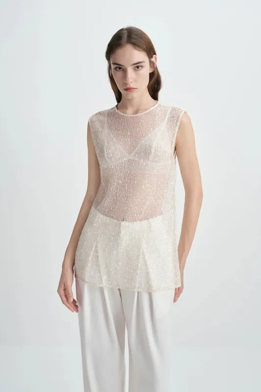 Ananya Sequinced Mesh Top sold by Rue Sophie