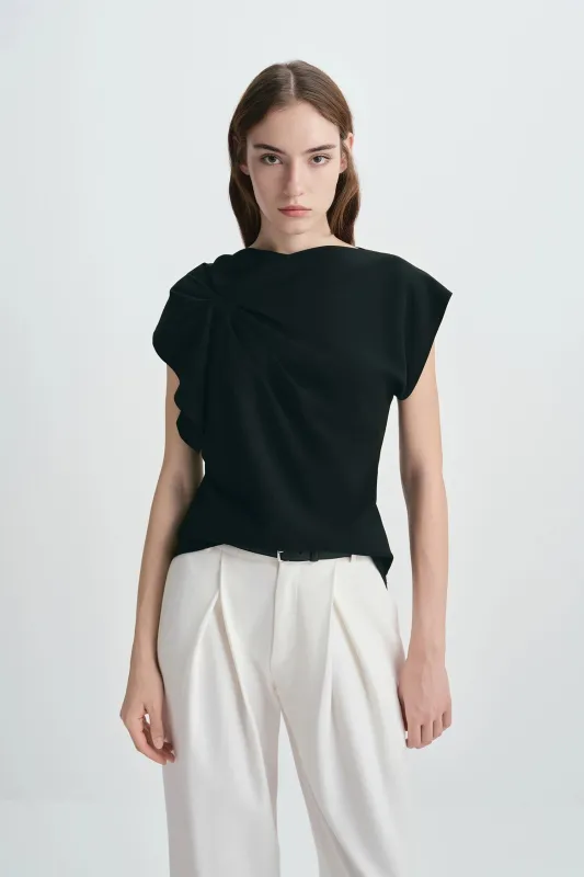 Kari Asymmetric Shoulder Top sold by Rue Sophie