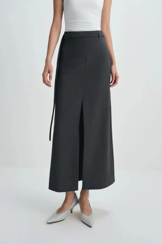 Noelia Center Slit Belted Skirt sold by Rue Sophie