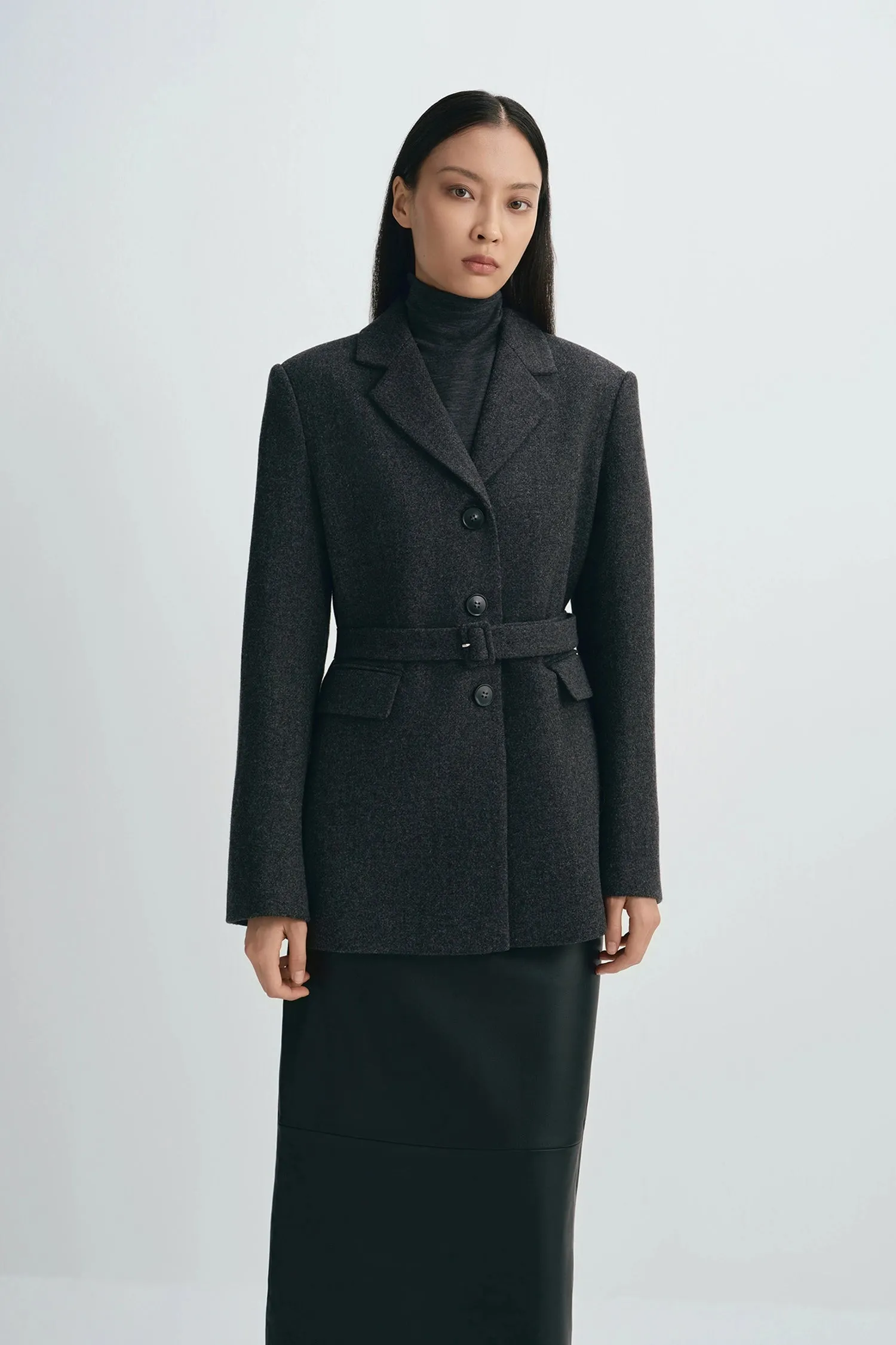 Roan Belted Wool Blazer sold by Rue Sophie