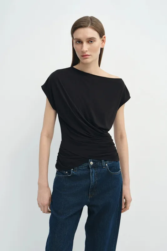 Brisa Side Shirred Draped Top made by Rue Sophie