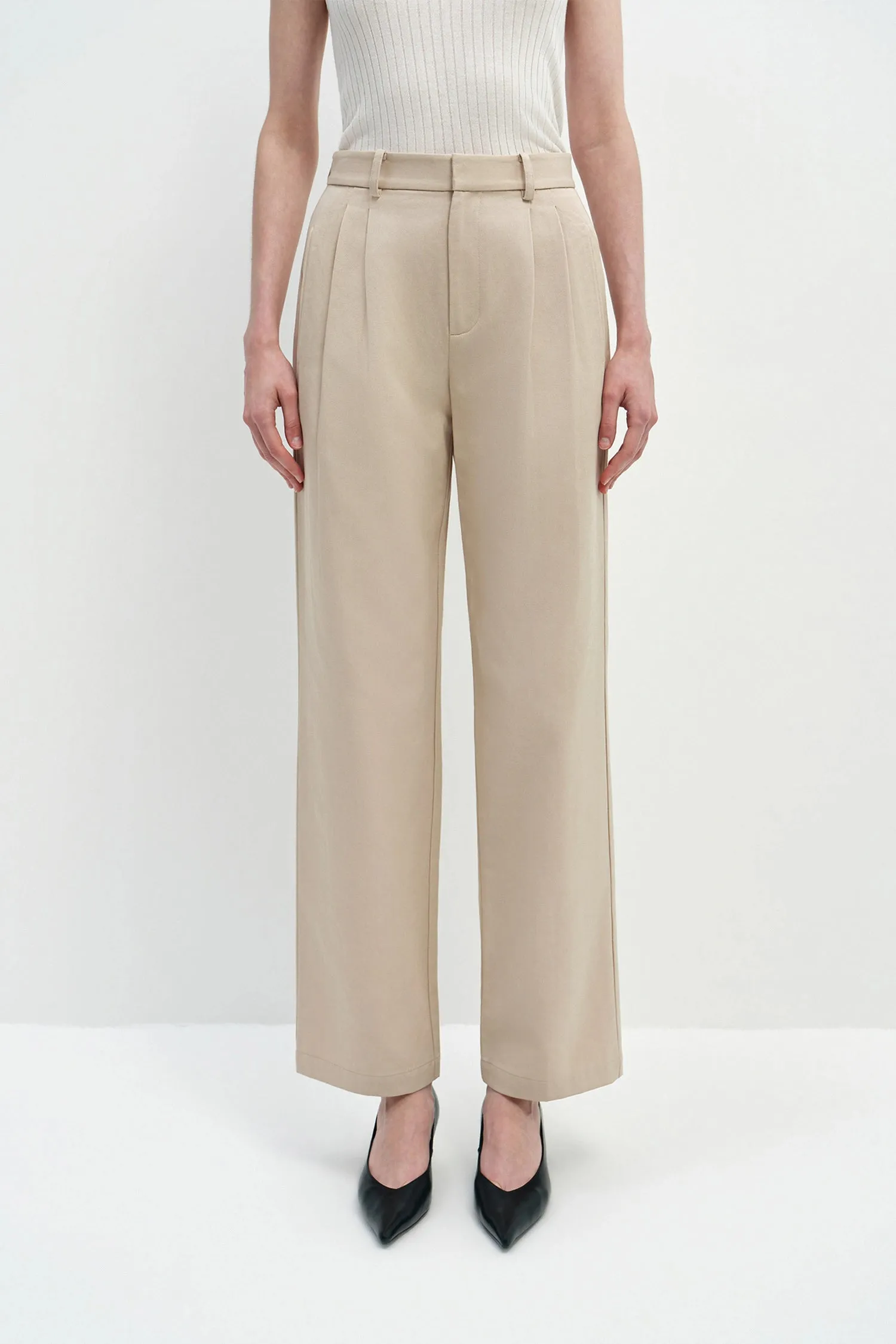 Elowen Pleat Front Twill Pant sold by Rue Sophie