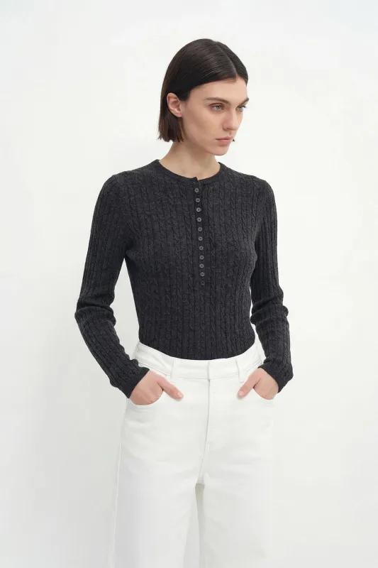 Richie Button Up Cable Sweater made by Rue Sophie
