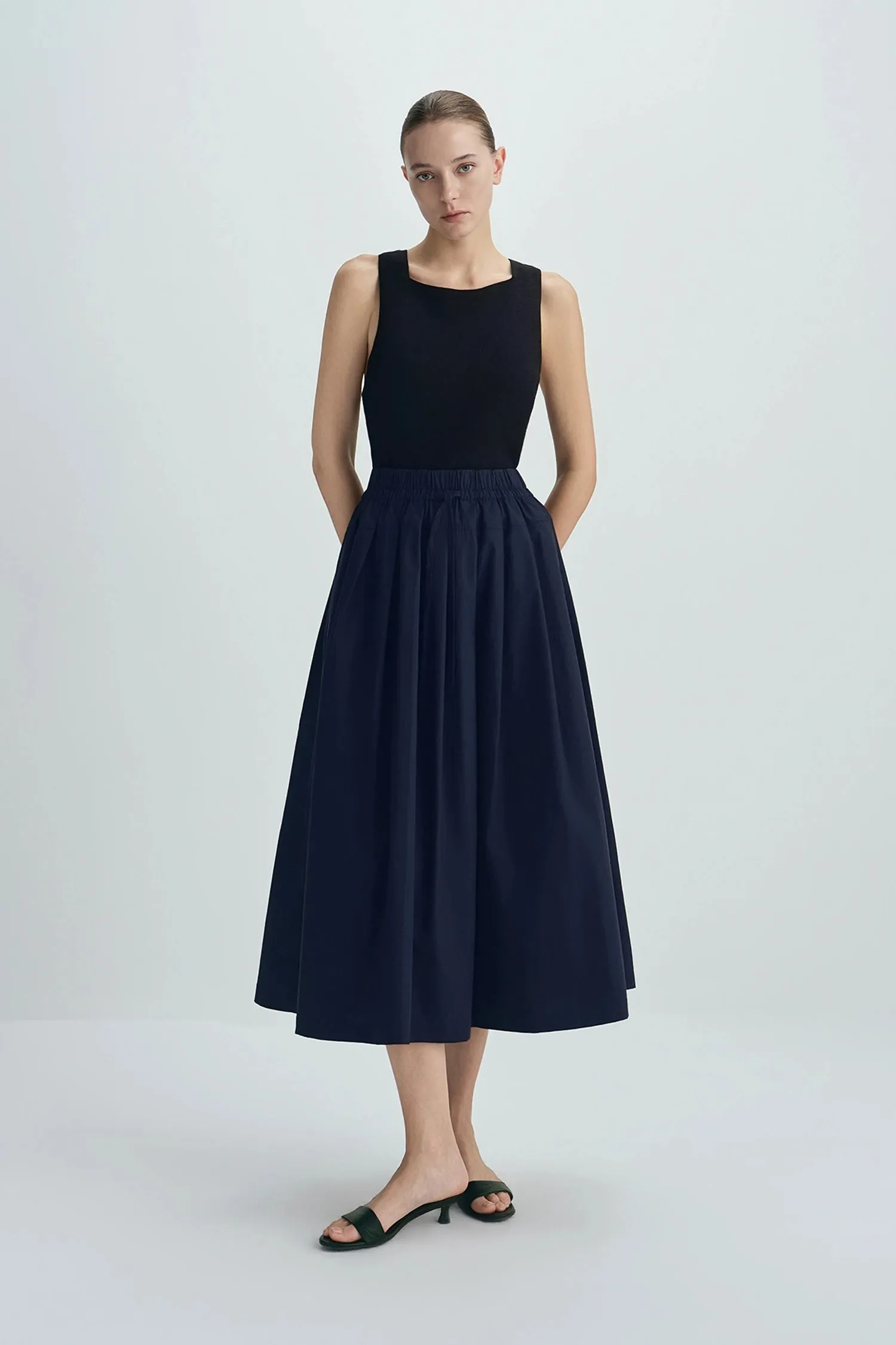 Panier Drawstring Waist Pleated Skirt sold by Rue Sophie