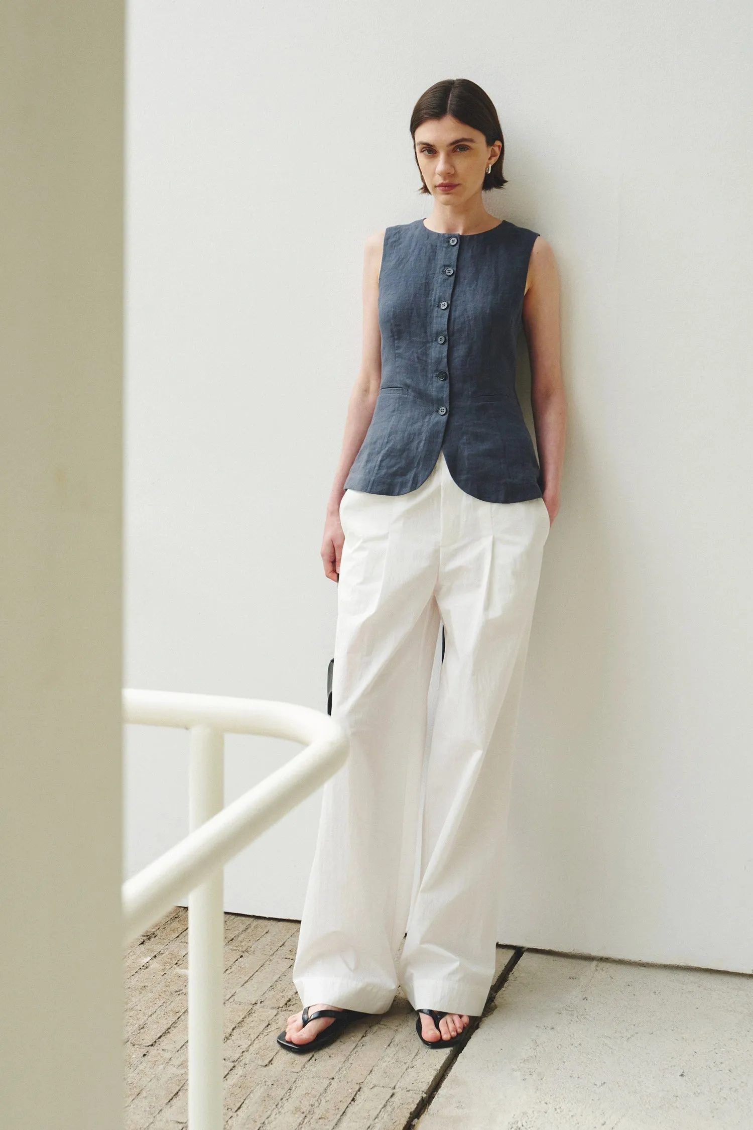 Vienté Button Front Tie Waist Top sold by Rue Sophie product image thumbnail 2