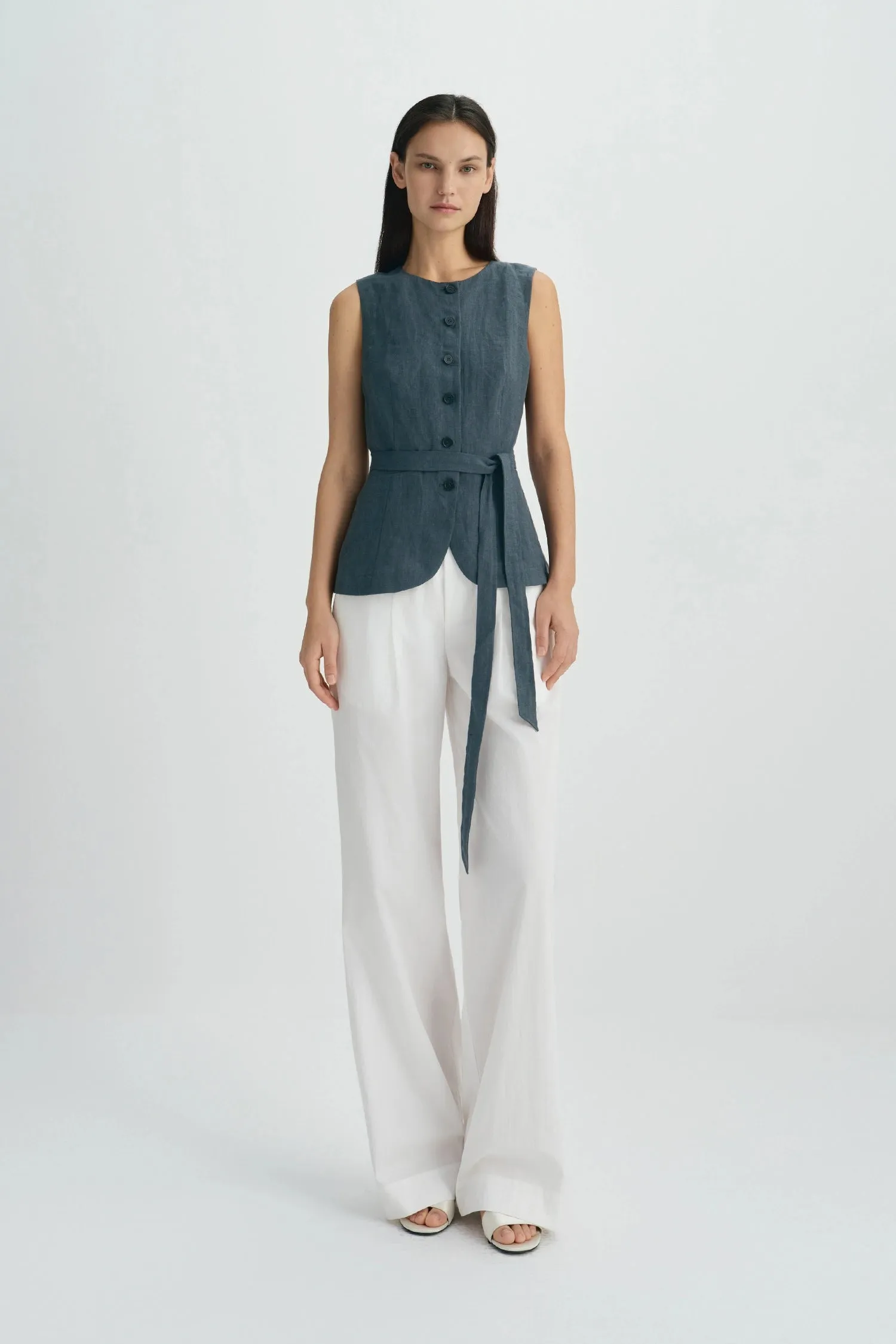 Vienté Button Front Tie Waist Top sold by Rue Sophie product image thumbnail 5