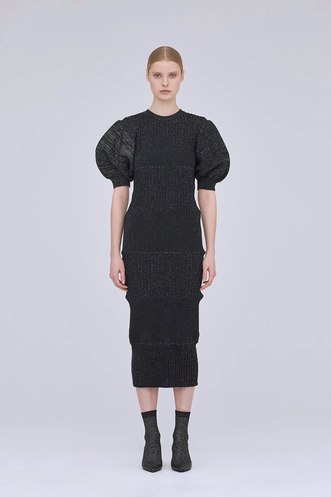 FLUTED GLITTER SHORT PUFF SLEEVE DRESS sold by CFCL Womens product image thumbnail 5