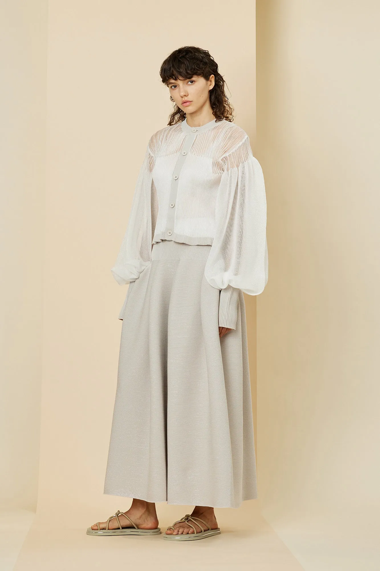FLUTED LUCENT GLITTER PUFF SLEEVE CROPPED CARDIGAN sold by CFCL Womens product image thumbnail 5