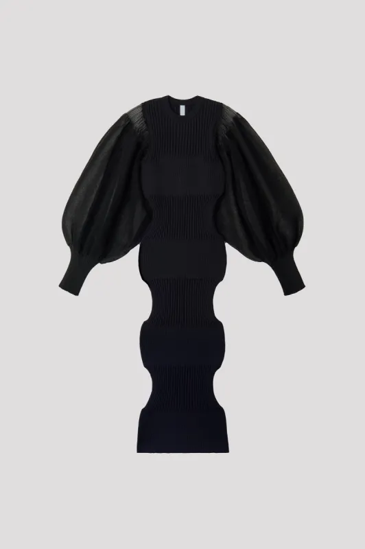 FLUTED LUCENT LONG PUFF SLEEVE DRESS sold by CFCL Womens