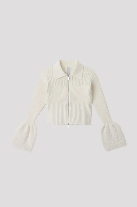 FLUTED REEF CROPPED ZIP SHIRT CARDIGAN made by CFCL Womens