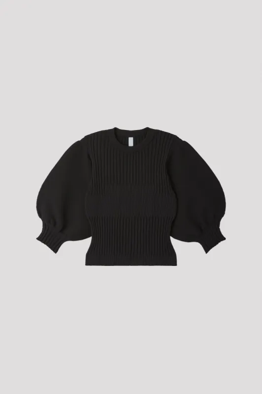 FLUTED SHORT PUFF SLEEVE CROPPED TOP made by CFCL Womens